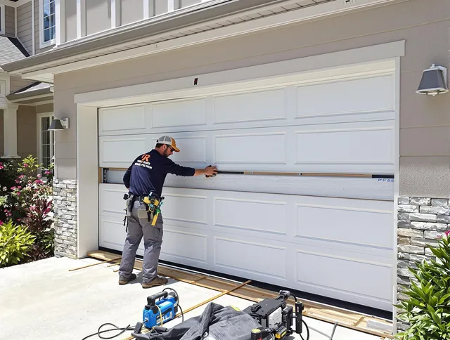 Southbury Garage Door Repair team performing complete garage door replacement at Southbury residence