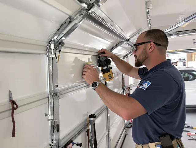 Southbury Garage Door Repair technician quieting a noisy garage door in Southbury