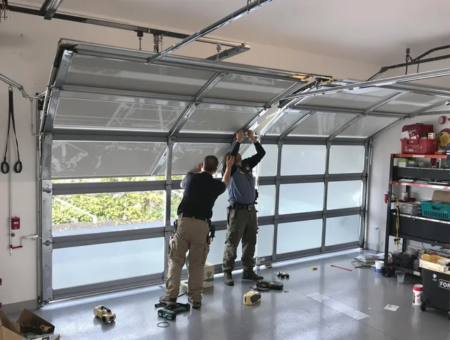 Southbury Garage Door Repair expert performing precise panel replacement on Southbury garage door