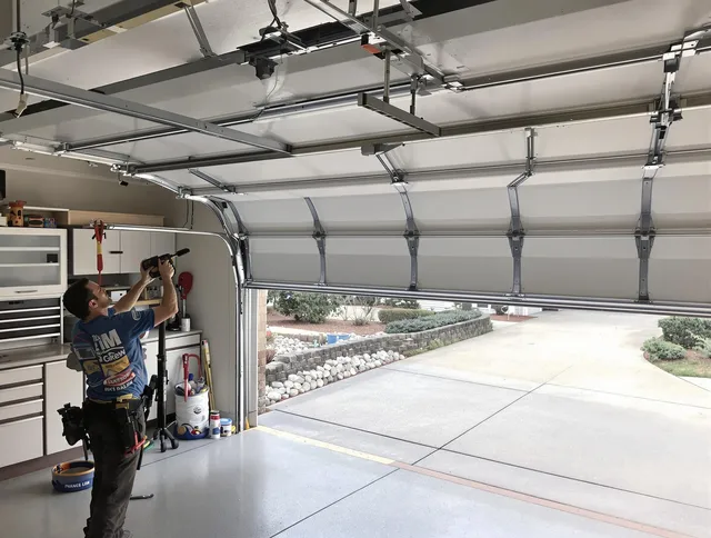 Garage door track repair service by Southbury Garage Door Repair in Southbury